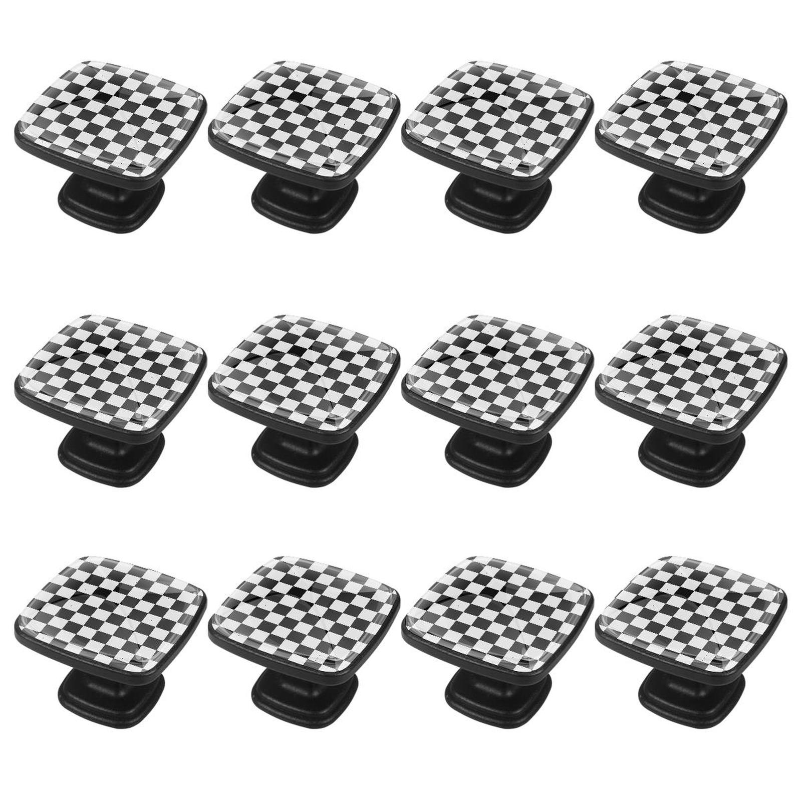 Ownta 30mm Classic Black White Checker Board Door Knobs for