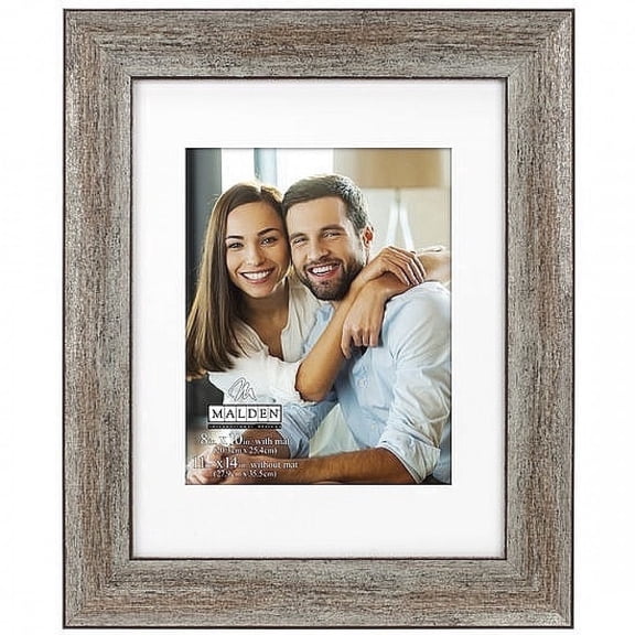 Malden - 8x10 Matted Picture Frame, Champagne Wood Finish Photo Frame for 11x14 Photos
