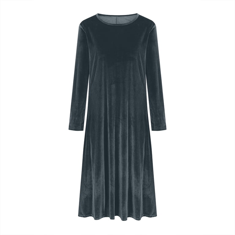 OSFVNOXV Women's Cocktail Dress Long Sleeve Ruched Velvet Stretchy Long Tunic Dress for Mother of Bride for Prom