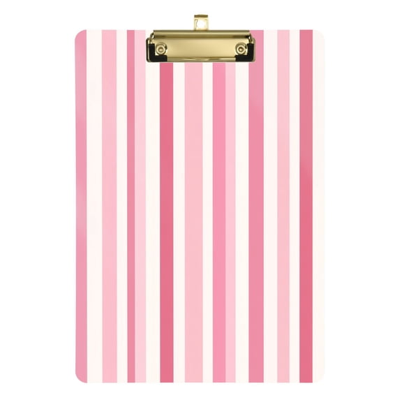 Plastic Clipboard Acrylic Hanging Clip Board with Gold Low Profile Office School Supplies 12.5x9 Pink Striped