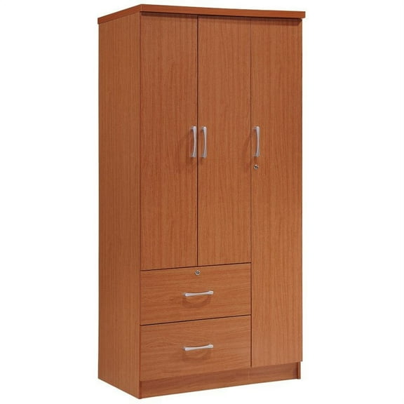 Pemberly Row 3 Door Armoire with 2 Drawer in Cherry