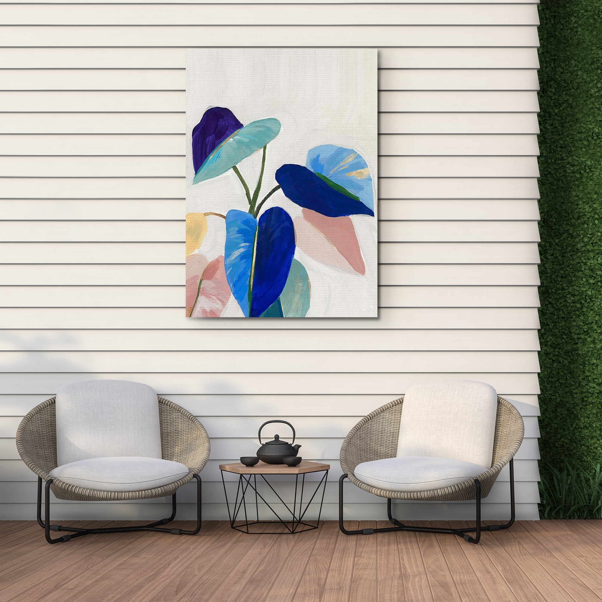 American Art Decor Abstract Tropical Plants Outdoor Canvas Art Decor Print | Large Decorative Wall Mount Painting | Waterproof - 28 x 40 inch