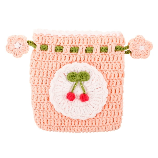 Bolsa de ganchillo con cordón, monedero pequeño, bolsa de almacenamiento para cambios, bolsa para auriculares