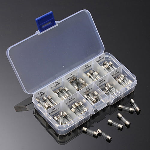 100Pcs Durable 5x20mm Fast Blow 0.2A-15A Auto Car Truck Glass Tube Fuses Kit 