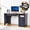 Black, variant on Haooyeah 55 Inch Natural Computer Desk with Charging Station, Adjustable File Cabinet, Open Storage, Vertical Fluted 2-in-1 Keyboard Tray Drawer
