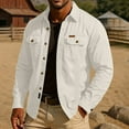thumbnail image 2 of BiZtdJrK Western Shacket Mens Long Sleeve Button Down Cowboy Shirt Jacket Vintage Solid Color Casual Workwear with Two Pockets, Beige, XS, 2 of 10