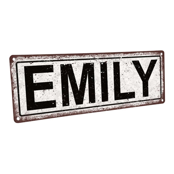 Emily 4"x12" Metal Sign, Wall Décor for Kids Room and Nursery