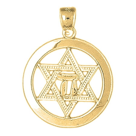 10K Yellow Gold Star Of David Pendant - 28 mm