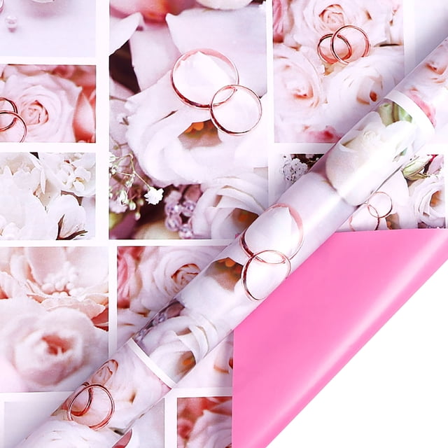 Papel de regalo de oficina y papelería para San Valentín, Día de la Madre, cumpleaños, fiestas, rollos de papel de doble cara, rollo grande de 118 pulgadas, 80 g/m² de grosor.