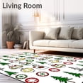 thumbnail image 2 of ODIKA 2'x3' Machine Washable Non-Slip Area Rug, Nordic Inspired Snowman and Pine Tree Medley with Festive High Traffic Rug with Pad, Green, 730503, 2 of 8