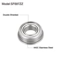 thumbnail image 2 of Unique Bargains SF687ZZ Roulements à Billes à Bride en Acier Inoxydable 7x14x5mm à Double Écran, Lot de 2, 2 of 5