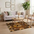 thumbnail image 3 of ODIKA 4'x6' Washable Area Rug Music Notes With Vintage Sunburst Record Border Guitar Retro Refined Structured for Dorm Room, Small Living Stain Resistant Low Profile, Easy Care, 3 of 7