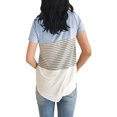 thumbnail image 2 of Nouveau T-Shirt Décontracté à Rayures Triples Couleur Col Rond pour Femmes, 2 of 2