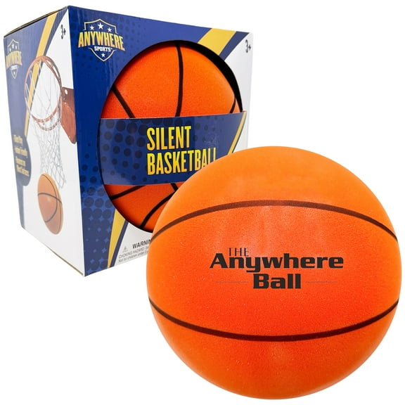 Anywhere Sports: Silent Basketball - 7" Mini Size, Orange Squishy Airless Foam Ball, Realistic Bounce, Quiet Indoor-Outdoor Play, Waterproof, Kids 3 