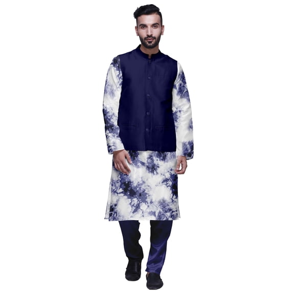 Atasi Ethnic Dupion Silk Mens Kurta Pyajama Set With Nehru Jacket For Mens Wear