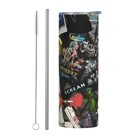 20oz Stainless Steel Mug, Horror Movie Characters Coffee Cup Vacuum Insulated Tumbler Double Wall