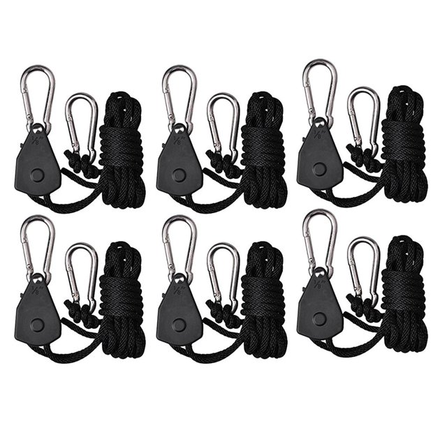 3 pares de cuerda de trinquete resistente de 150 libras, suministros de jardín para suspensión de cuerda liviana Zulema Grow Light Hanger