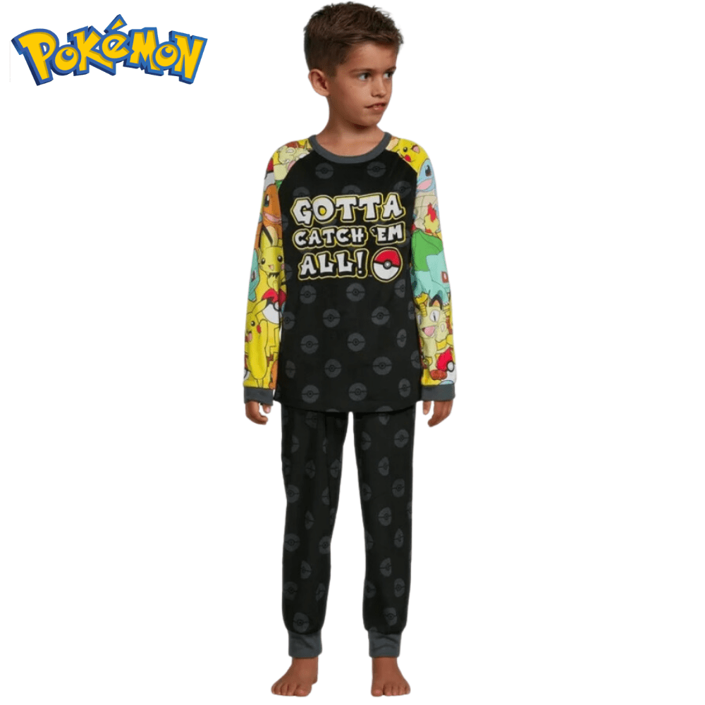 Pokemon Boys Pajamas Long Sleeve Pikachu Kids Sleepwear 2 Piece Set