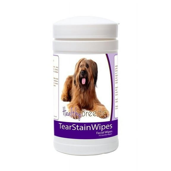 Healthy Breeds 840235180708 Briard Tear Stain Wipes - 70 Count