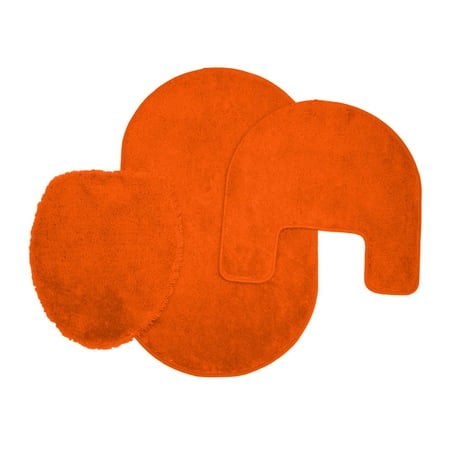 Kashi Home Taylor Orange 3pc Oval Bathroom Rug Set, Bath ...