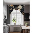 thumbnail image 3 of Vintage Black Floral Swag Valances for Windows, Small Curtains Drapes, Spring Seasonal Botanical Blooms Kitchen Window Curtains Over Sink Window Treatment Valance for Bedroom/Bathroom 56"x36", 3 of 5