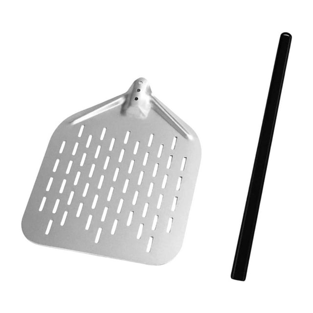 Pala de pizza perforada, prácticos utensilios de cocina, espátula para pizza que ahorra espacio 14 pulgadas