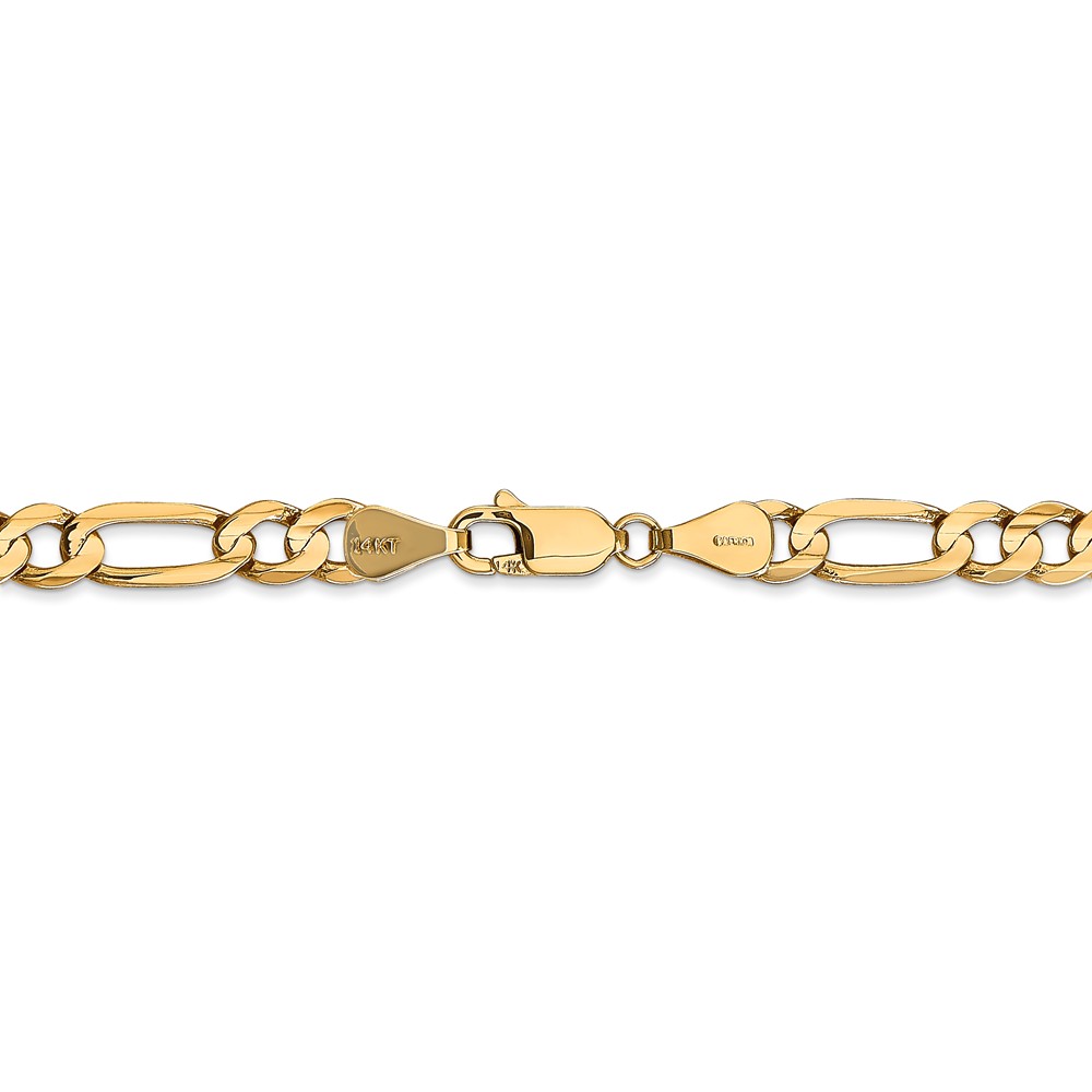 Solid 14k Yellow Gold 4.50mm Concave Open Figaro Chain Bracelet with  Secure Lobster Lock Clasp 8