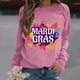 thumbnail image 2 of Gibobby Temperamento Pullover Top Sudadera con cuello redondo y estampado de Mardi para mujer, con cuello redondo, camisas de entrenamiento de manga larga a la moda, blusa hol(Rosa, XXL), 2 of 5