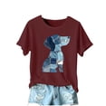 thumbnail image 2 of Qulqfy Cartoon Shirts Women Puppy Dog Print Cute Shirts Short Sleeve Graphic Red Tops for Women L, 2 of 4