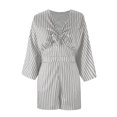 thumbnail image 4 of aidice Summer Jumpsuit for Women Casual Deep V Neck Knot Tunic 3/4 Sleeve Flowy Beach Vacation Rompers, 4 of 7