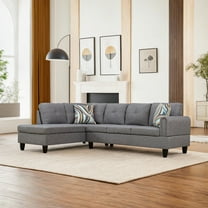 Hommoo Modern L Shaped Sectional Couch Sofa, 4-seat Linen Living Room Furniture Sets Sectional Couches and Sofas, Gray(No Ottoman)