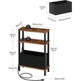 thumbnail image 2 of Set of 2 End Tables with Charging Station, Narrow Side Table for Small Spaces, Slim Nightstand with Basket, Skinny Bedside Table, for Living Room, Bedroom, Rustic Brown and Black, 2 of 8