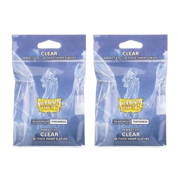 2 Packs Dragon Shield Thick Inner Sleeve Standard Size 100 ct Card Sleeves - Clear