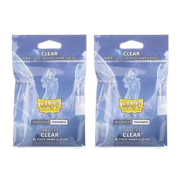 2 Packs Dragon Shield Thick Inner Sleeve Standard Size 100 ct Card Sleeves - Clear