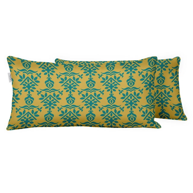 VargottamIndoor/OutdoorPolyester FabricLumbarPillowCover,All-Weather Waterproof Rectangular Cushion Case for Patio Furniture,16" x 24"Set of 2 -Block-65