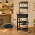 Baker's Rack with Power Outlet, Drawer, 4 Hooks, 4 Tiers for Kitchen ...