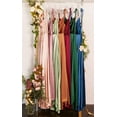 thumbnail image 5 of MisShow Robe d'Été Bourgogne à Col Bénitier pour Femmes, Aguichant, à Bretelles Spaghetti, Fente à la Jambe, Satin, Maxi, pour Femme, Décontractée, Fête, 5 of 5