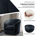 thumbnail image 4 of Velvet Swivel Barrel Chair Set of 2 Wood Frame Metal Base Upholstered Club Accent Armchair Black, 4 of 6