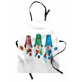 thumbnail image 1 of Snowman Apron, Print of 3 Happy Snow Elements in Striped Scarfs Mittens and Buckets on Head, Unisex Kitchen Bib with Adjustable Neck for Cooking Gardening, Adult Size, Multicolor, by Ambesonne, 1 of 4