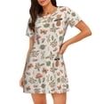 thumbnail image 1 of Easygdp Forest Mushrooms Insects Camisón de manga corta para mujer, informal, estampado, 1 of 6