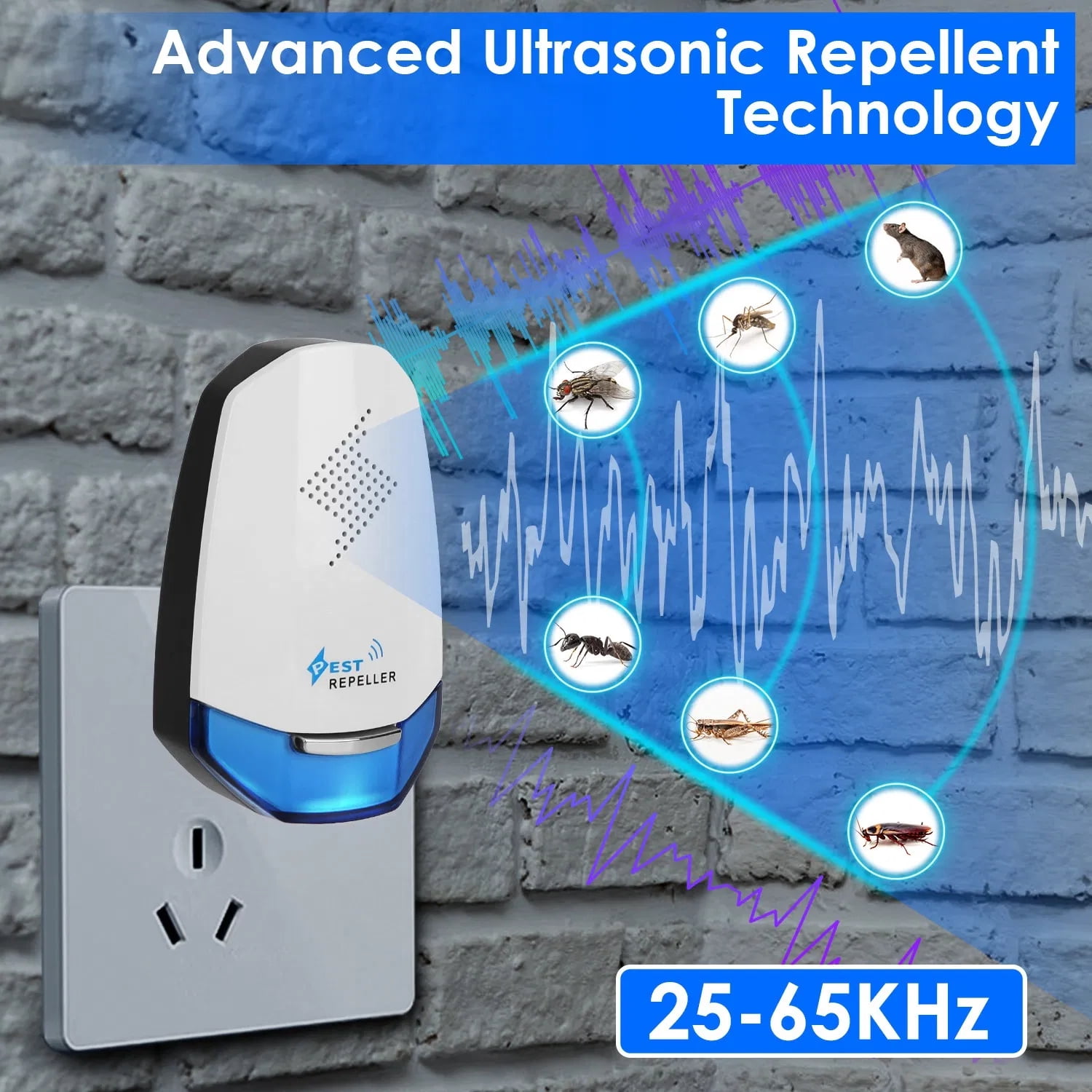 2PCS Ultrasonic Pest Repeller with Night Light, Plug In Pest Mice Repellent Indoor Roach Bed Bug Mouse Rodent Mosquito Killer for Bedroom Garage Warehouse Office