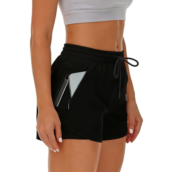 Sawvnm Women Shorts Women's Running Pants High-Split Short High Waisted Liner Workout Gym Shorts With Pocket