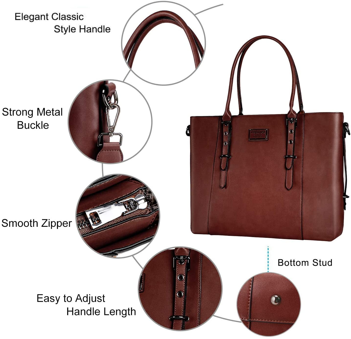 Mosiso Women's Briefcase PU Leather 15.6 inch Laptop Tote Bag Shoulder Handbag fits 13 15 inch Macbook