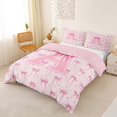 thumbnail image 3 of Erosebridal Cartoon Stripes Bow Duvet Cover Set For Teens,Girls Pink Personalized Initial A Bedding Full,Pink Reversible,3-Piece,No Comforter, 3 of 5
