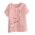 thumbnail image 4 of Pisexur Womens Oversized Plus Size Shirts Butterfly Print Cotton Linen Tops Blend Crew Neck Short Sleeve Basic Tunic Tee Shirts Tops Blouse, 4 of 5