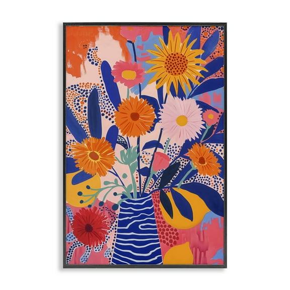 Stupell Industries Whimsical Floral Bouquet Black Framed Giclee Art design by LSR Creative Studio, 18 x 12