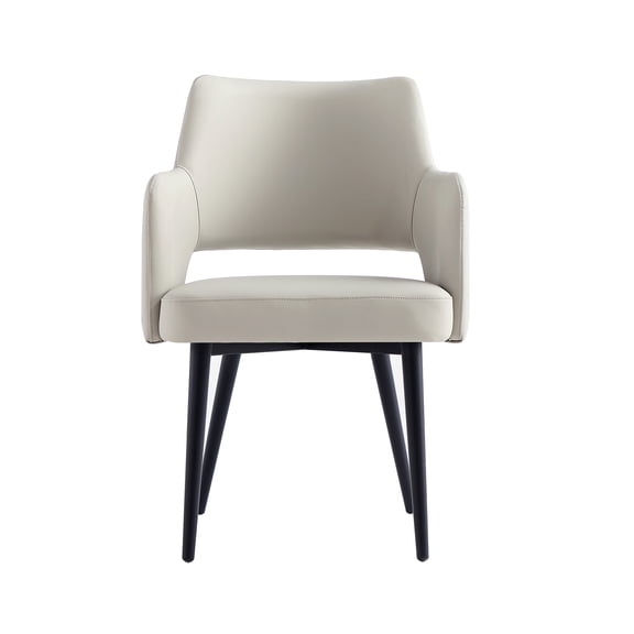 Connie Modern Wood Vegan Leather and Velvet Armchair in Light Gray - Set of 2