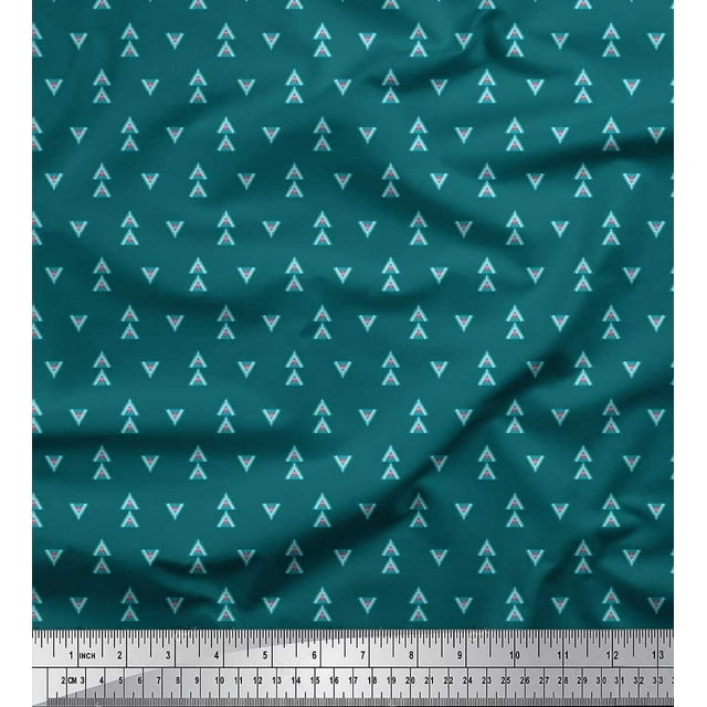 Soimoi Satin Silk Fabric Triangle Small Print Fabric by The Yard 42 Inch Wide