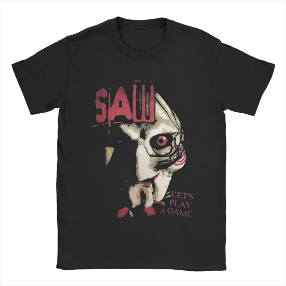 RARE Saw X Horror Movie Lets Play A Game T-Shirts Men Fashion Pure Cotton Tees