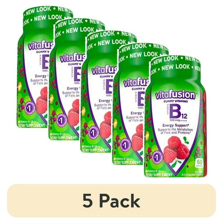 (5 pack) Vitafusion B12 Gummy Vitamins, Delicious Raspberry Flavor, 60ct (30 Day Supply)